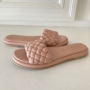 NWOT Seychelles Free People Wilma Woven Pink Leather Slide Sandals Sz 10